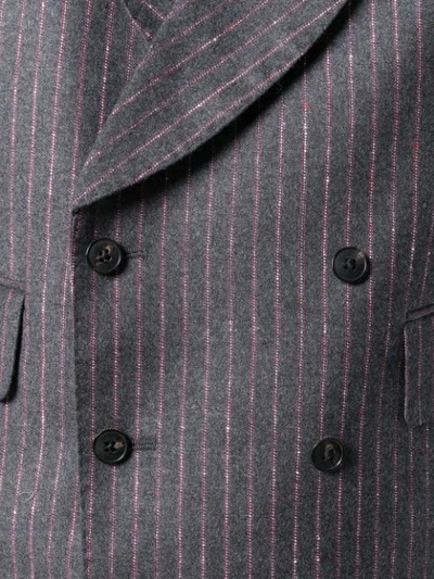 Shop Gabriele Pasini Striped Double Breasted Waistcoat - Grey