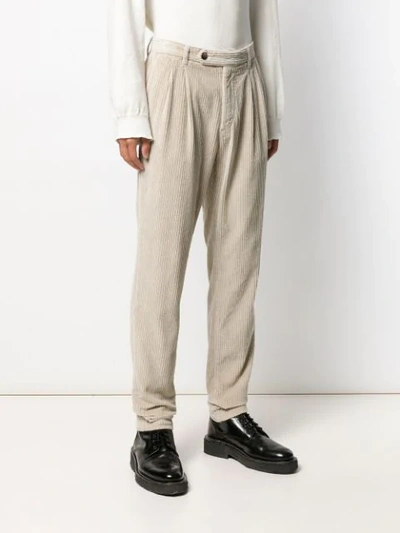 Shop Eleventy Corduroy Straight-leg Trousers In Neutrals