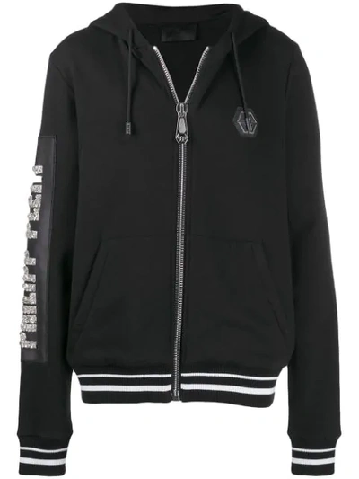 Shop Philipp Plein Cowboy Zipped Hoodie In Black