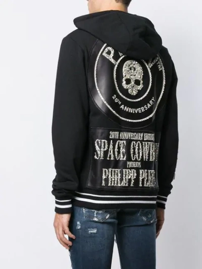 Shop Philipp Plein Cowboy Zipped Hoodie In Black