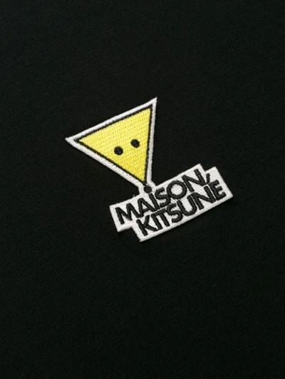 Shop Maison Kitsuné Embroidered Logo T-shirt In Black