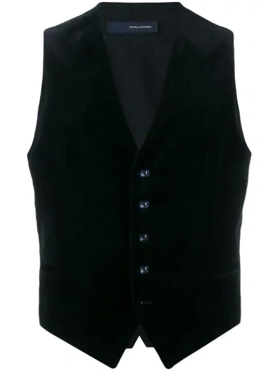 Shop Tagliatore Velvet Waistcoat In Blue