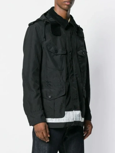 Shop Junya Watanabe Reflective Details Hooded Parka In Black