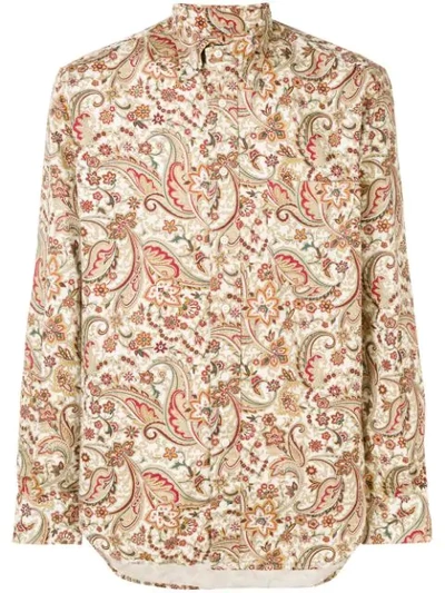 Shop Gitman Vintage Paisley Print Shirt In Neutrals