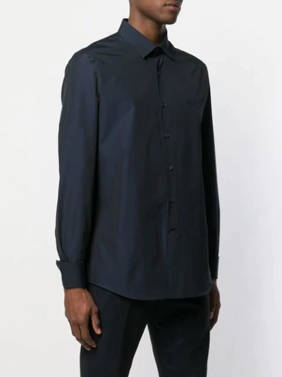 Shop Ferragamo Long-sleeve Fitted Shirt In Blue