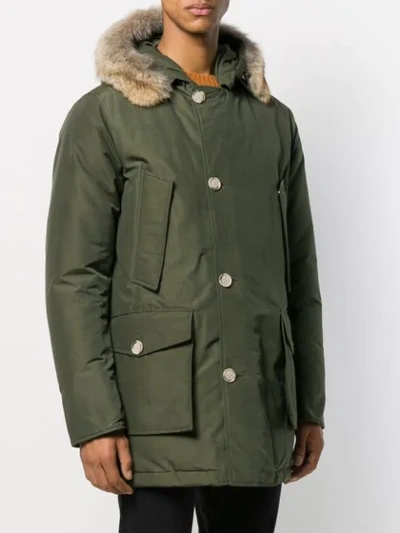 Shop Woolrich Hooded Padded Jacket In Green