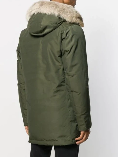 Shop Woolrich Hooded Padded Jacket In Green