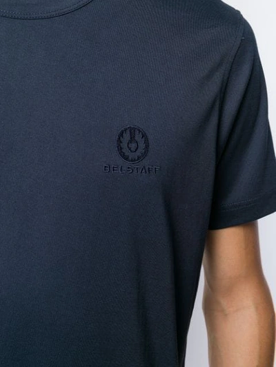 Shop Belstaff Logo Embroidered T-shirt In 80000 Navy