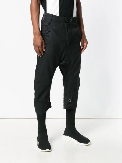 Shop 11 By Boris Bidjan Saberi Loose Cropped Track Trousers In Black