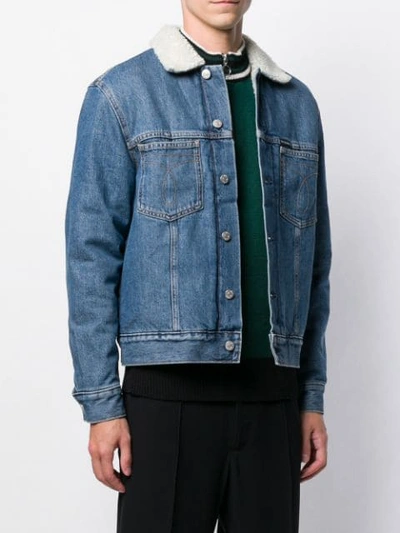 Shop Ck Jeans Shearling Lined Denim Jacket - Blue