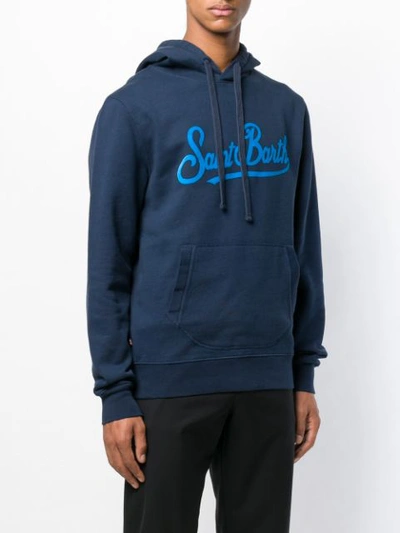 Shop Mc2 Saint Barth Logo Print Hoodie In Blue