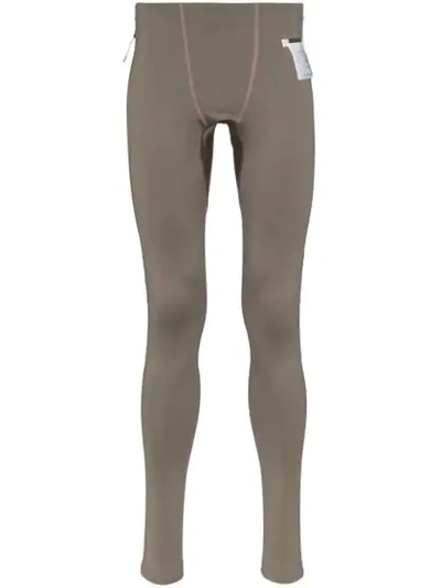 Shop Satisfy Logo Patch Thermal Leggings In Grey