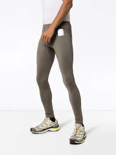 Shop Satisfy Logo Patch Thermal Leggings In Grey