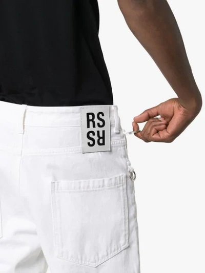 Shop Raf Simons Ring-embellished Straight-leg Jeans In  White: