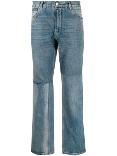 Shop Martine Rose Panelled Straight-leg Jeans In Blue