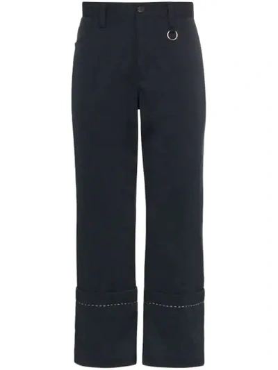 Shop Dashiel Brahmann Cuffed Crop Mid-rise Trousers In Blue