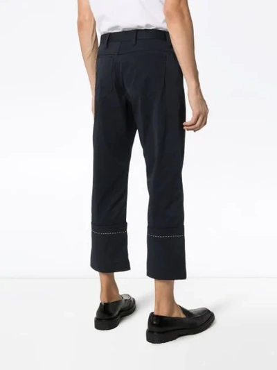 Shop Dashiel Brahmann Cuffed Crop Mid-rise Trousers In Blue