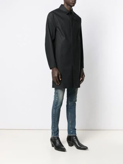 Shop Saint Laurent Single-breasted Raincoat In Black