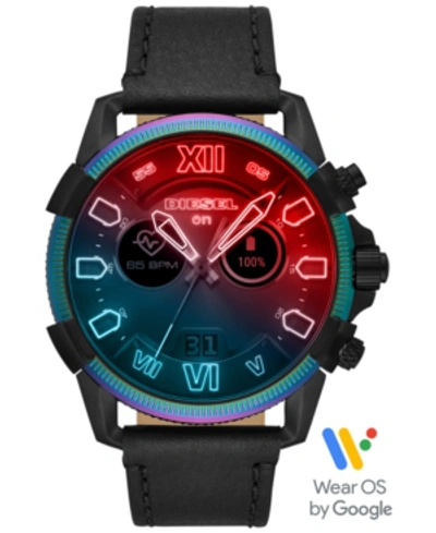 Shop Diesel Tech Men's Full Guard 2.5 Black Leather Strap Touchscreen Smart Watch 48mm, Powered By Wear Os By Go