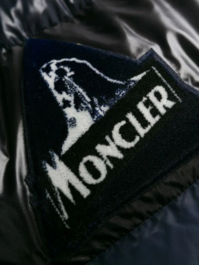 Shop Moncler Logo Patch Padded Jacket In Blue