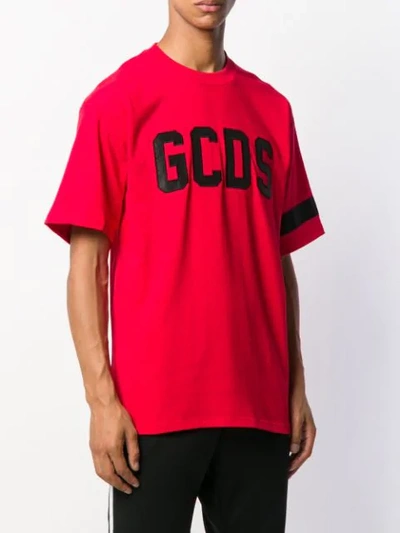 Shop Gcds Striped Logo T-shirt In Red