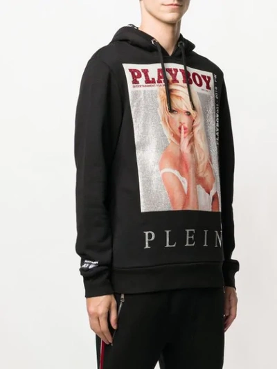 Shop Philipp Plein X Playboy Printed Crystal Hoodie In Black