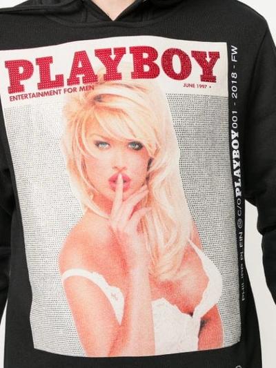 Shop Philipp Plein X Playboy Printed Crystal Hoodie In Black