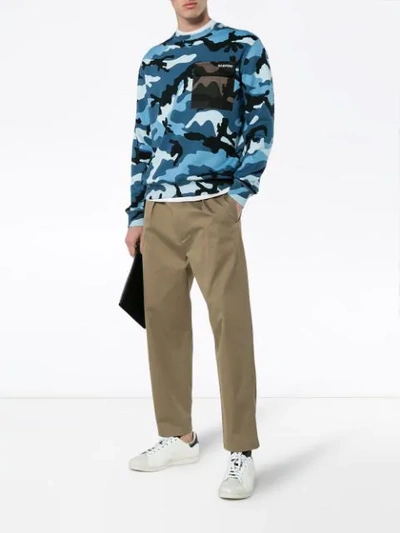 Shop Valentino Camushuffle Print Sweatshirt In Blue