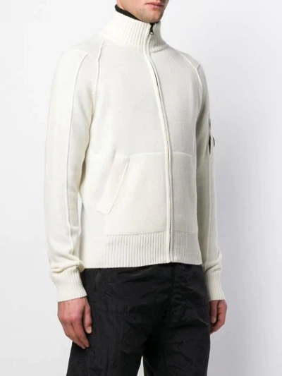 Shop C.p. Company Cp Company Knitted Zip Up Jacket - Neutrals