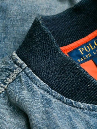 Shop Polo Ralph Lauren Denim Bomber Jacket In 001 Blue