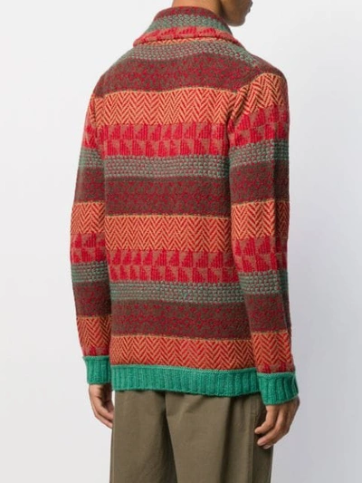 Shop Gabriele Pasini Knitted Striped Cardigan In Red