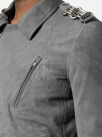Shop Rick Owens Stooges Biker Jacket In Grey