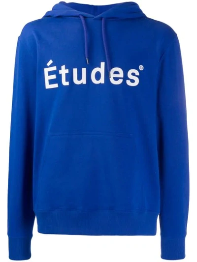 Shop Etudes Studio Printed Logo Hoodie In Blue