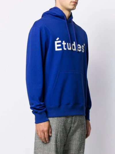 Shop Etudes Studio Printed Logo Hoodie In Blue