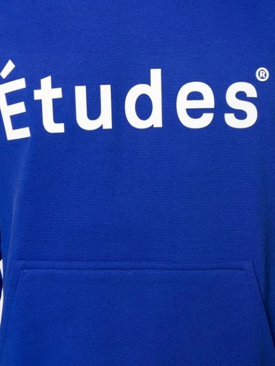 Shop Etudes Studio Printed Logo Hoodie In Blue