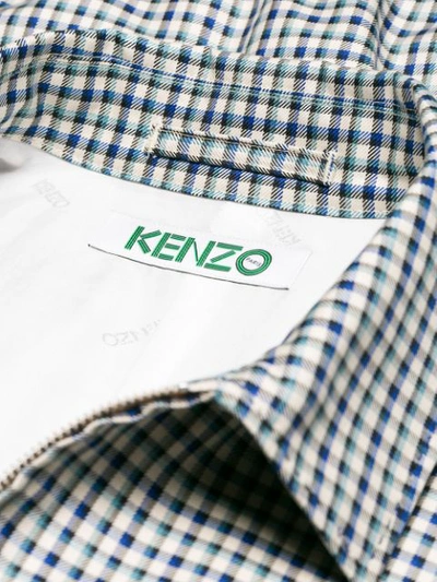 Shop Kenzo Checked Shirt Jacket - Neutrals