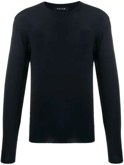 Shop Falke Round Neck Jumper In Blue