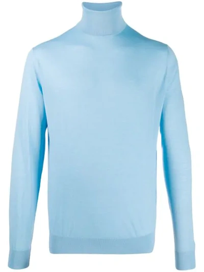 Shop Prada Turtle Neck Knitted Sweater In Blue