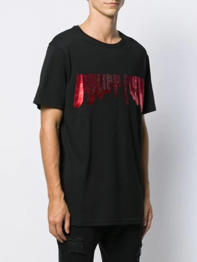 Shop Philipp Plein Sequinned Logo T-shirt In Black