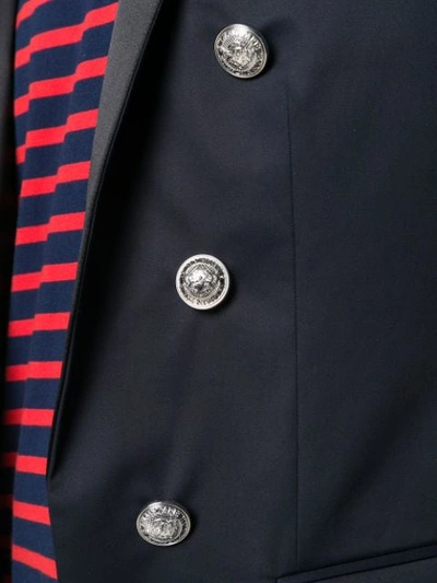 Shop Balmain Button Detailed Blazer In Blue