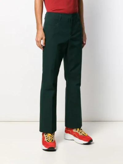Shop Acne Studios Cropped-hose In Green