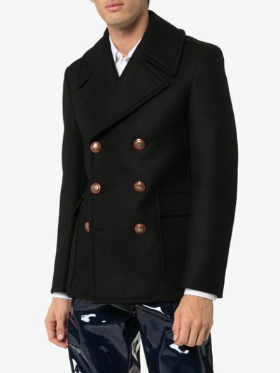 Shop Givenchy Double-breasted Long-sleeve Coat In Black