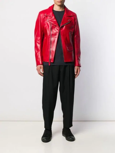 Shop Junya Watanabe Fitted Biker Jacket In 1 Red