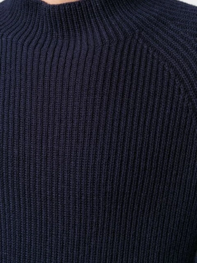 Shop Aspesi Mock Ribbed Jumper In Blue