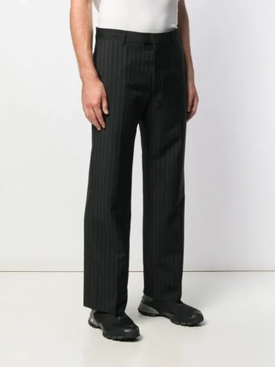 Shop Prada Straight Striped Trousers In Black