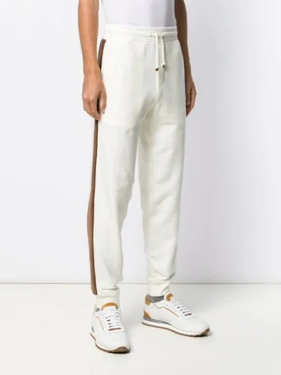 Shop Brunello Cucinelli Corduroy Stripe Track Pants In White