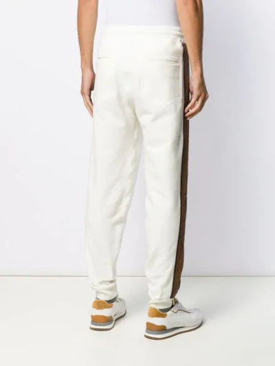 Shop Brunello Cucinelli Corduroy Stripe Track Pants In White