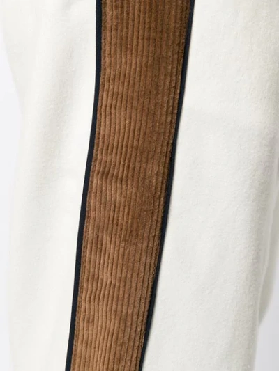 Shop Brunello Cucinelli Corduroy Stripe Track Pants In White