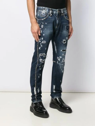 Shop Philipp Plein Studs Milano Cut Jeans In Blue