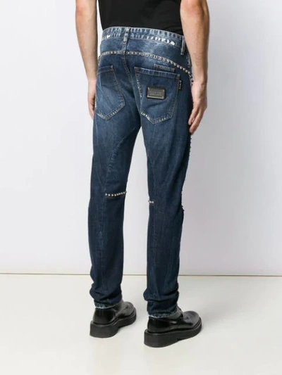 Shop Philipp Plein Studs Milano Cut Jeans In Blue